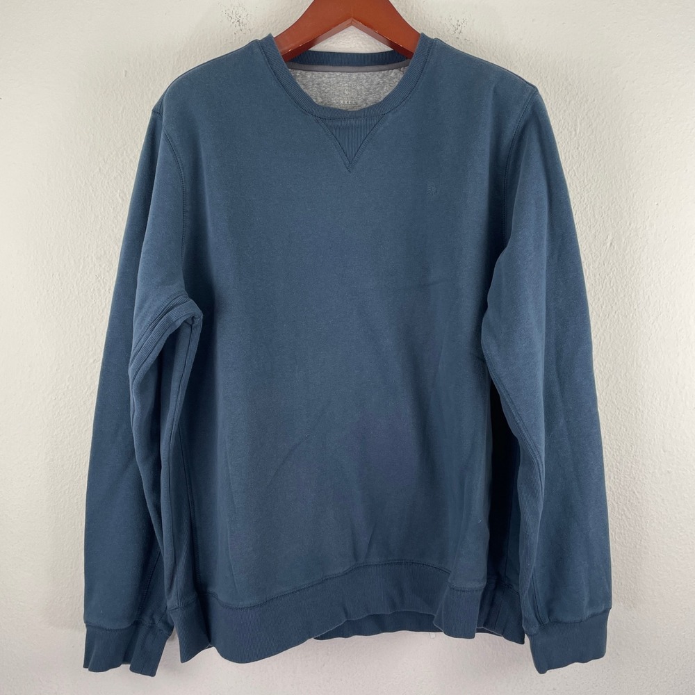 G.H. Bass & Co. Womens Blue Crewneck Sweatshirt XXL Cotton Blend Fleece Pullover